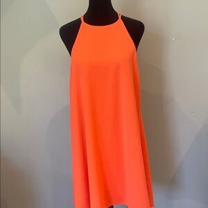 Vibrant Orange -peachy Sleeveless halter Dress